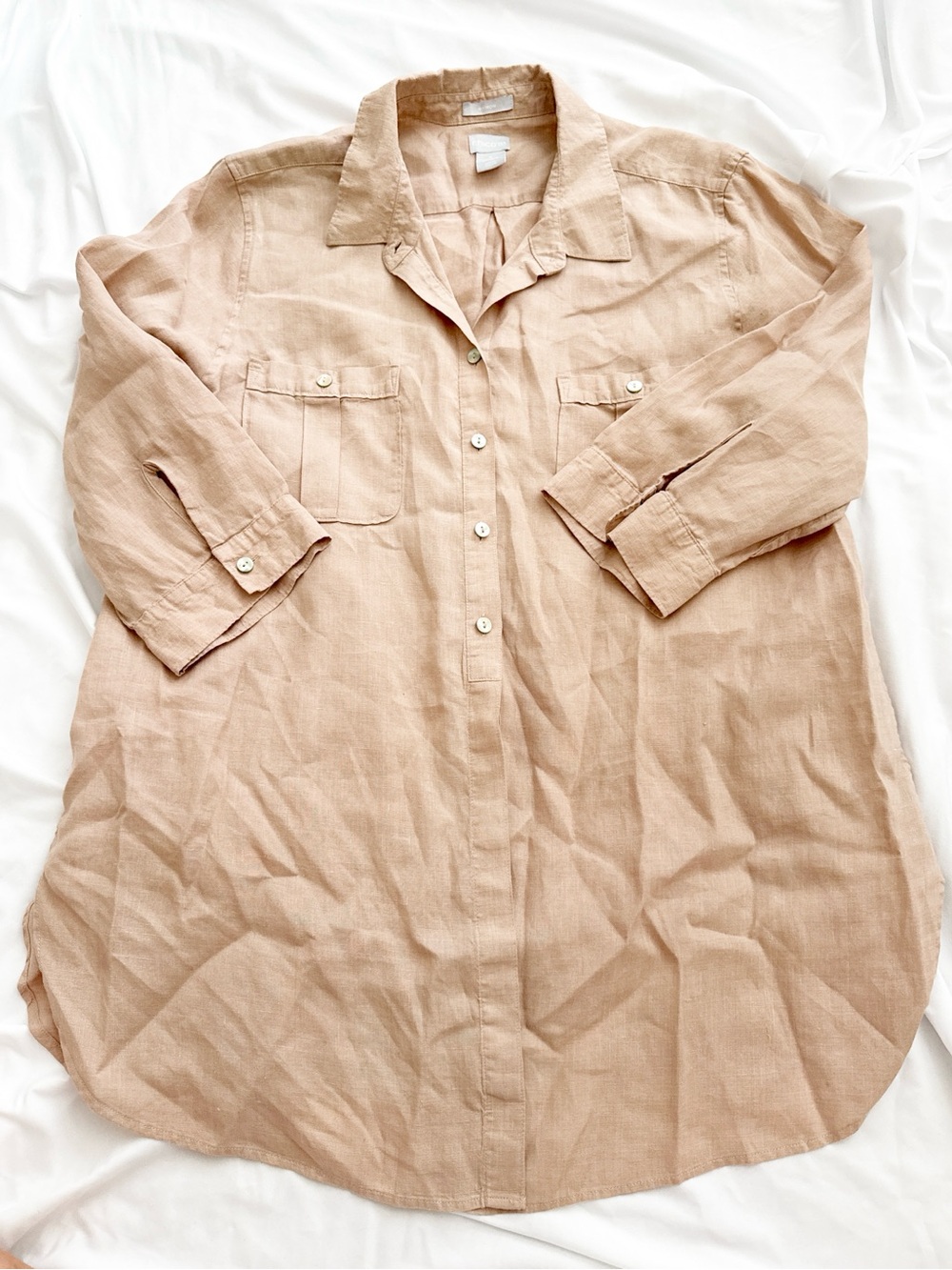 Chico's Linen Tunic Shirt in Light Peach